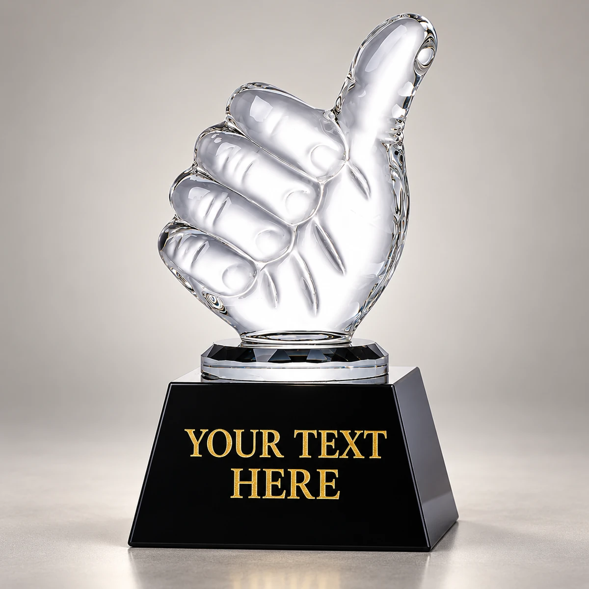 Crystal Glass Thumbs Up Trophy